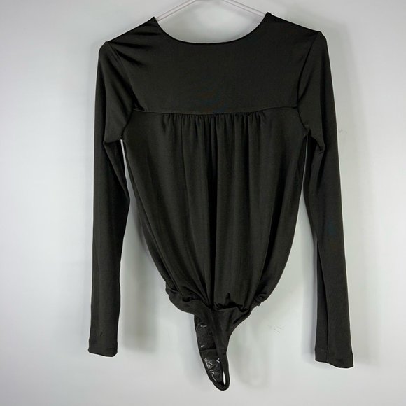 Free People Intimately Womens Turnt Bodysuit Top Draped Thong Long Sleeve M New - Picture 2 of 12